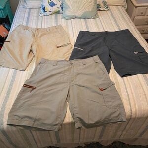 Simms Tan, khaki, and Gray Cargo Shorts (3 pair)